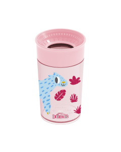 DR.BROWN&rsquo;S gertuvė su dangteliu CHEERS 360 DECO 300ml, rožinė