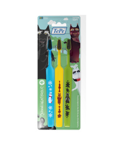 TePe Kids dantų &scaron;epetėlis Linksmieji &scaron;e&scaron;ėliai, nuo 3 m., 3 vnt., blisteris
