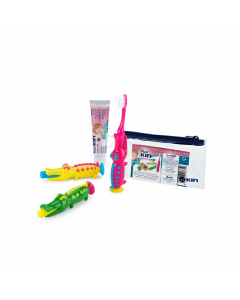 Dantų &scaron;epetėlis-krokodilas ir vaiki&scaron;ka KIN dantų pasta (0-6 m.) 25ml