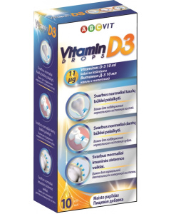 ABC Vit vitaminas D-3 la&scaron;iukai su la&scaron;intuvu, 10 ml