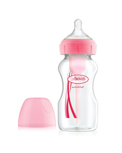 DR.BROWN'S plastikinis buteliukas OPTIONS+ plačiu kakleliu, 270ml, rožinis