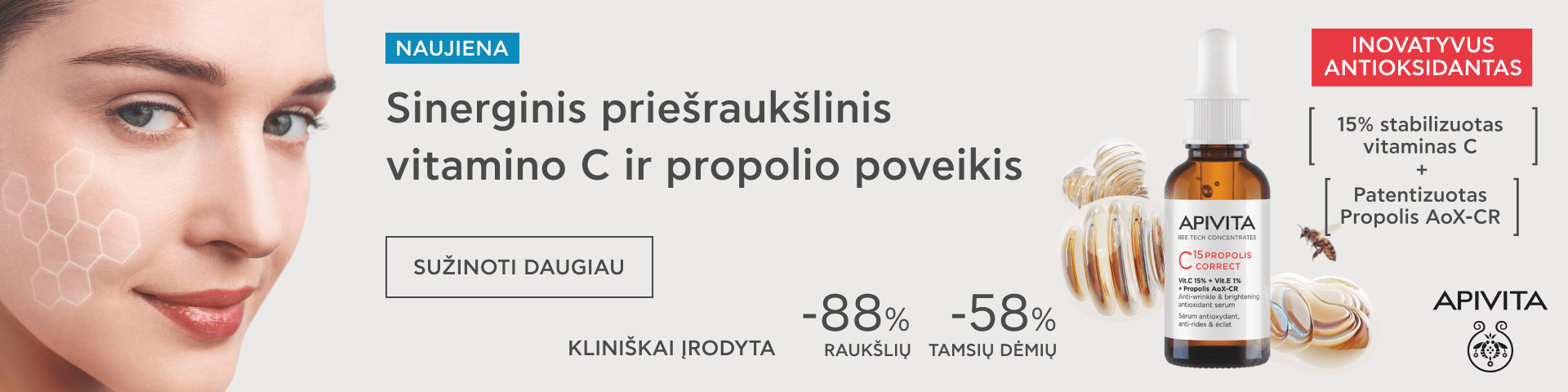 APIVITA, C15 PROPOLIS CORRECT veido serumas, 30ml